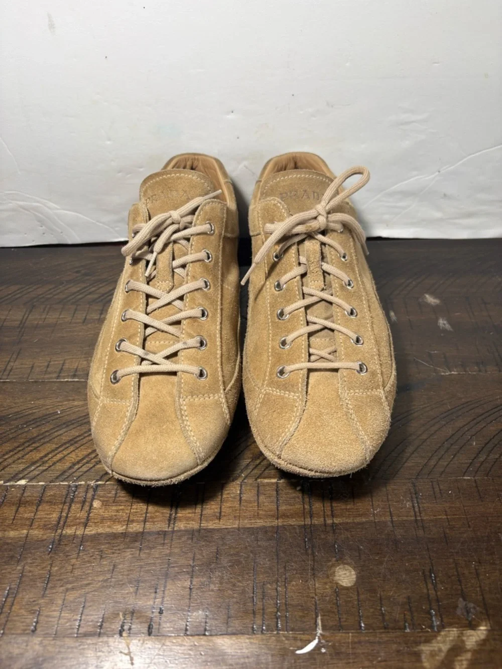 Prada Men's Suede Lace-Up shoes in camel - Picture 6 of 9